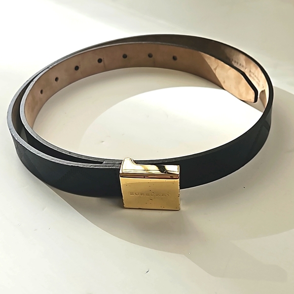 Burberry Accessories - Authentic! Burberry Belt Womens Black Luxury Designer Belt Gold Size 36 Italy